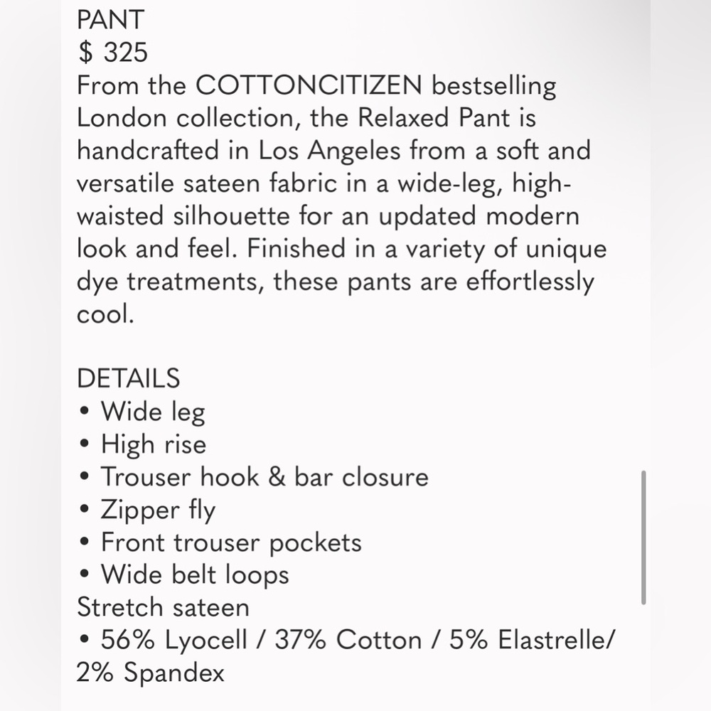 COTTON CITIZEN - London Relaxed Pant in Oatmeal size 28 NWT - Picture 3 of 7
